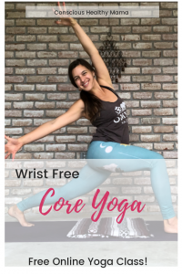 Join in on our online yoga session for Wrist Free Core Yoga.  This is a great way to strengthen the body and find balance within.  #yogamom #yogaforbeginners #wristfreeyoga