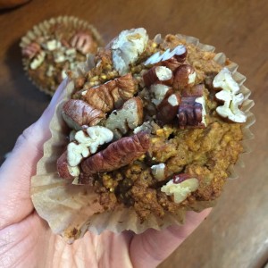Pumpkin Spice Muffins with Walnuts and Pecans
