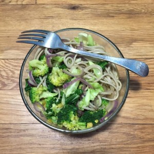 Broccoli and Greens Curry Udon Noodle Bowl