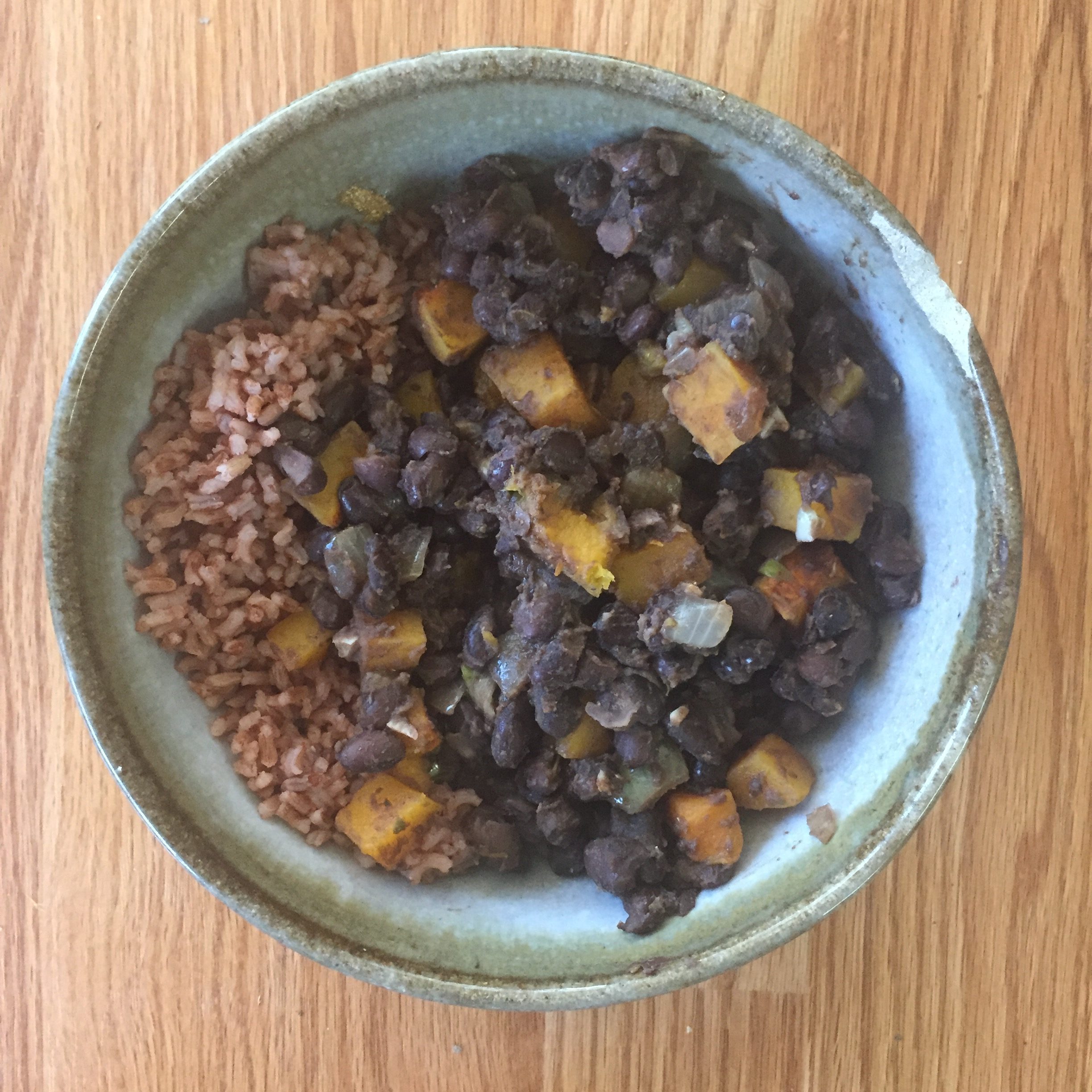 Savory Black Beans with Butternut Squash and Red Rice
