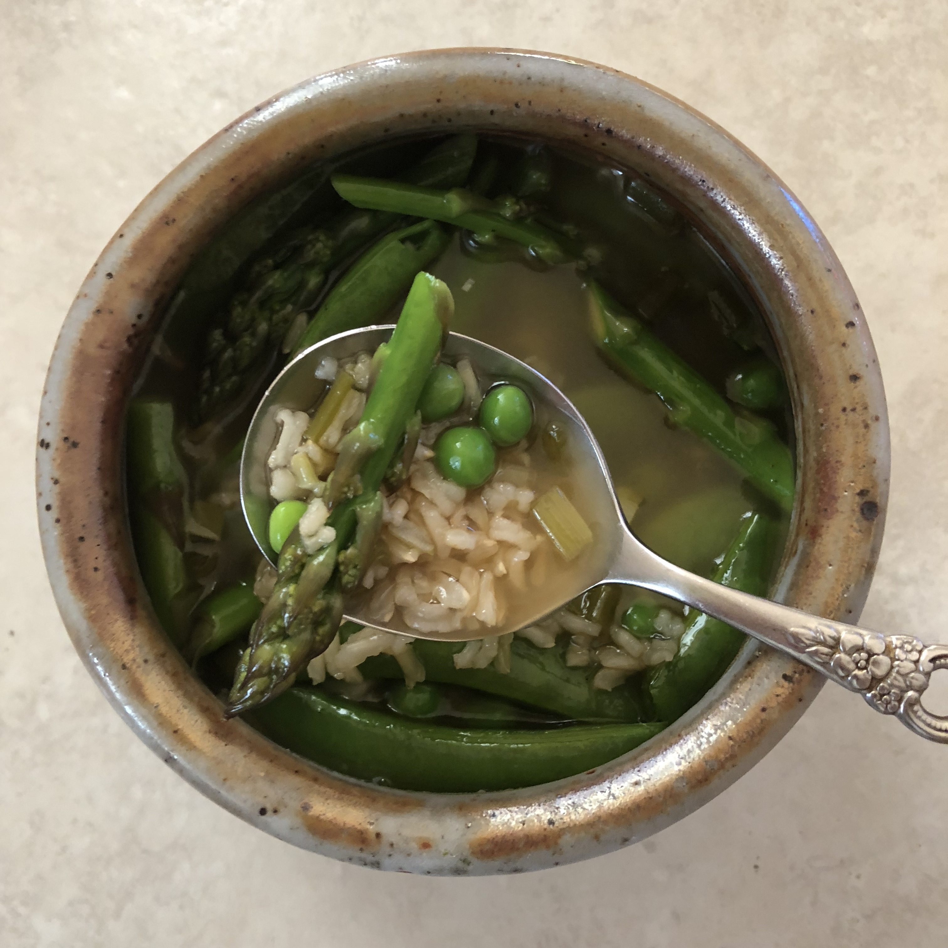 Spring Veggies Soup with Brown Rice