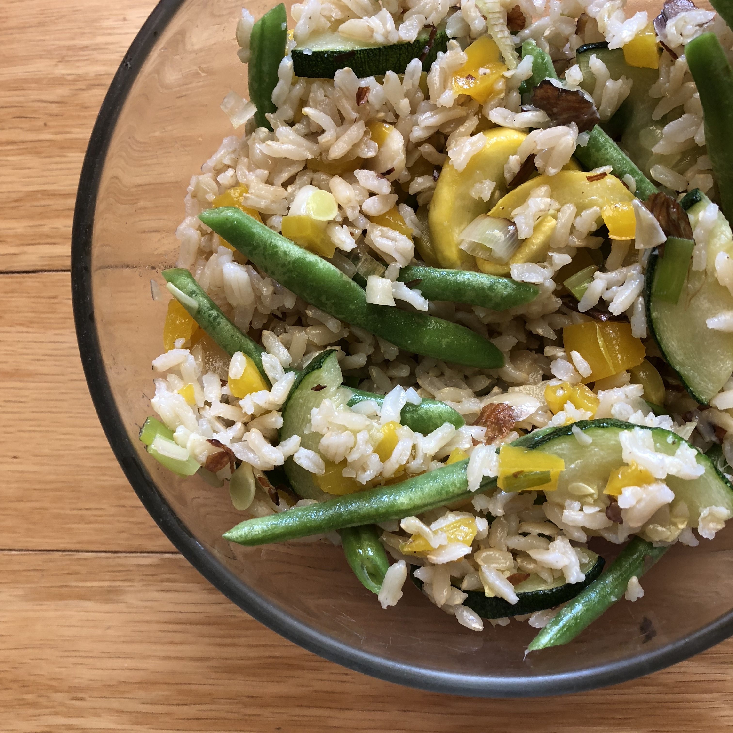 String Bean Saute with Rice and Summer Squash