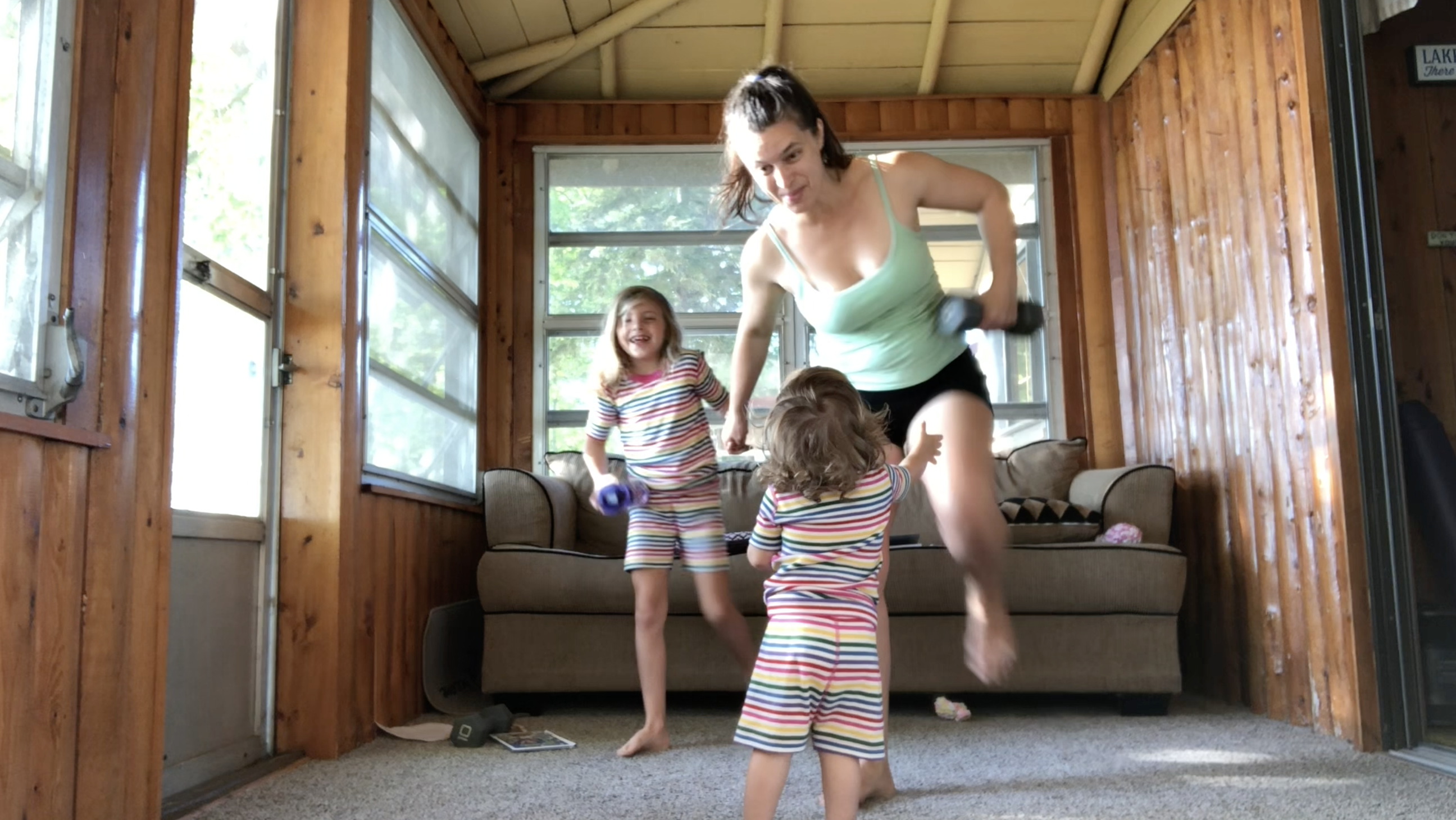 how to workout with kids around